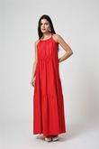 Vestido Longo Franzido Gisela Tomatino Crinkle