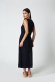 Vestido Cordão de Detalhe Lika Navy Linho