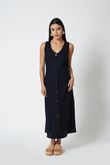 Vestido Cordão de Detalhe Lika Navy Linho