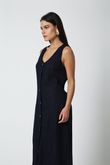 Vestido Cordão de Detalhe Lika Navy Linho