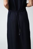 Vestido Cordão de Detalhe Lika Navy Linho