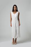 Vestido Cordão de Detalhe Lika Off White Linho