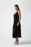 Vestido Cordão de Detalhe Lika Preto Linho