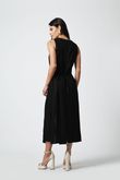 Vestido Cordão de Detalhe Lika Preto Linho