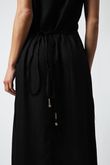 Vestido Cordão de Detalhe Lika Preto Linho