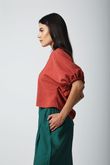 Blusa Manga Bufante Com Cordão Kalinka Madeira Lyocel