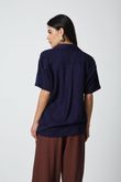 Camisa Ampla Maga Curta Dony Navy Viscose