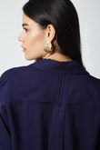 Camisa Ampla Maga Curta Dony Navy Viscose