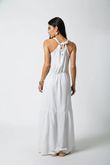 Vestido Longo Franzido Gisela Off White Crinkle