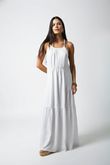 Vestido Longo Franzido Gisela Off White Crinkle