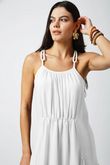 Vestido Longo Franzido Gisela Off White Crinkle