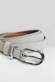 Cinto De Couro Com Fivela Ariel Cinza Suede 