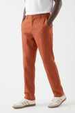Calça Reta Bolso Faca Jonny 3 Ochre Tencel