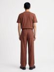 Calça Pregas Givy Marrom Linho
