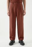 Calça Pregas Givy Marrom Linho