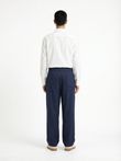 Calça Pregas Givy Navy Linho
