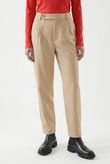 Calça Cintura Alta Fechamento Deslocado Aspen Camelo Alfa Twill
