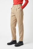 Calça Cintura Alta Fechamento Deslocado Aspen Camelo Alfa Twill