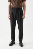 Calça Cintura Alta Fechamento Deslocado Aspen Preto Alfa Twill