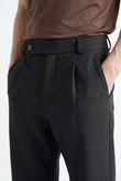 Calça Cintura Alta Fechamento Deslocado Aspen Preto Alfa Twill