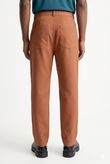 Calça Cintura Alta Fechamento Deslocado Aspen Caramelo Alfa Twill