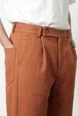 Calça Cintura Alta Fechamento Deslocado Aspen Caramelo Alfa Twill