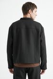 Jaqueta Com Gola e Botão Loop Preto Alfa Twill