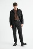 Jaqueta Com Gola e Botão Loop Preto Alfa Twill
