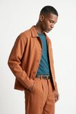 Jaqueta Com Gola e Botão Loop Caramelo Alfa Twill