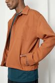 Jaqueta Com Gola e Botão Loop Caramelo Alfa Twill