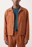 Jaqueta Com Gola e Botão Loop Caramelo Alfa Twill