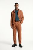 Jaqueta Com Gola e Botão Loop Caramelo Alfa Twill