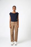 Blusa Drapeado Sem Manga Aritzia Navy Viscomida