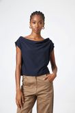 Blusa Drapeado Sem Manga Aritzia Navy Viscomida