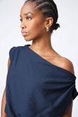 Blusa Drapeado Sem Manga Aritzia Navy Viscomida