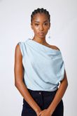Blusa Drapeado Sem Manga Aritzia Ice Blue Viscomida