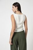Blusa com detalhe Torcido Lateral Flavia Off White Viscose Sarja