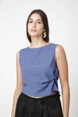 Blusa com detalhe Torcido Lateral Flavia Blue Viscose Sarja