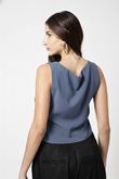 Blusa com detalhe Torcido Lateral Flavia Blue Viscose Sarja