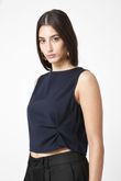 Blusa Torcido Lateral Flavia Navy Viscose Sarja