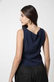 Blusa Torcido Lateral Flavia Navy Viscose Sarja