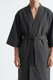 Kimono Estruturado Com Passante e Cinto Alpes Preto Alfa Twill 