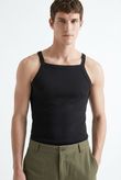 Regata Slim Decote Trapezio Aya 3 Canelado Preto 