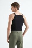 Regata Slim Decote Trapezio Aya 3 Canelado Preto 