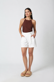 Bermuda Elástico e Com Bolso Faca Kael Off White Viscose
