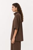 Camisa Oversized Petra Marrom Cupro