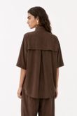 Camisa Oversized Petra Marrom Cupro