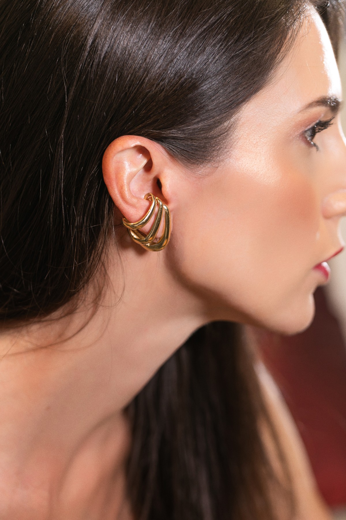 Brinco Ear hook em Ouro 18K - Burkiana Joias