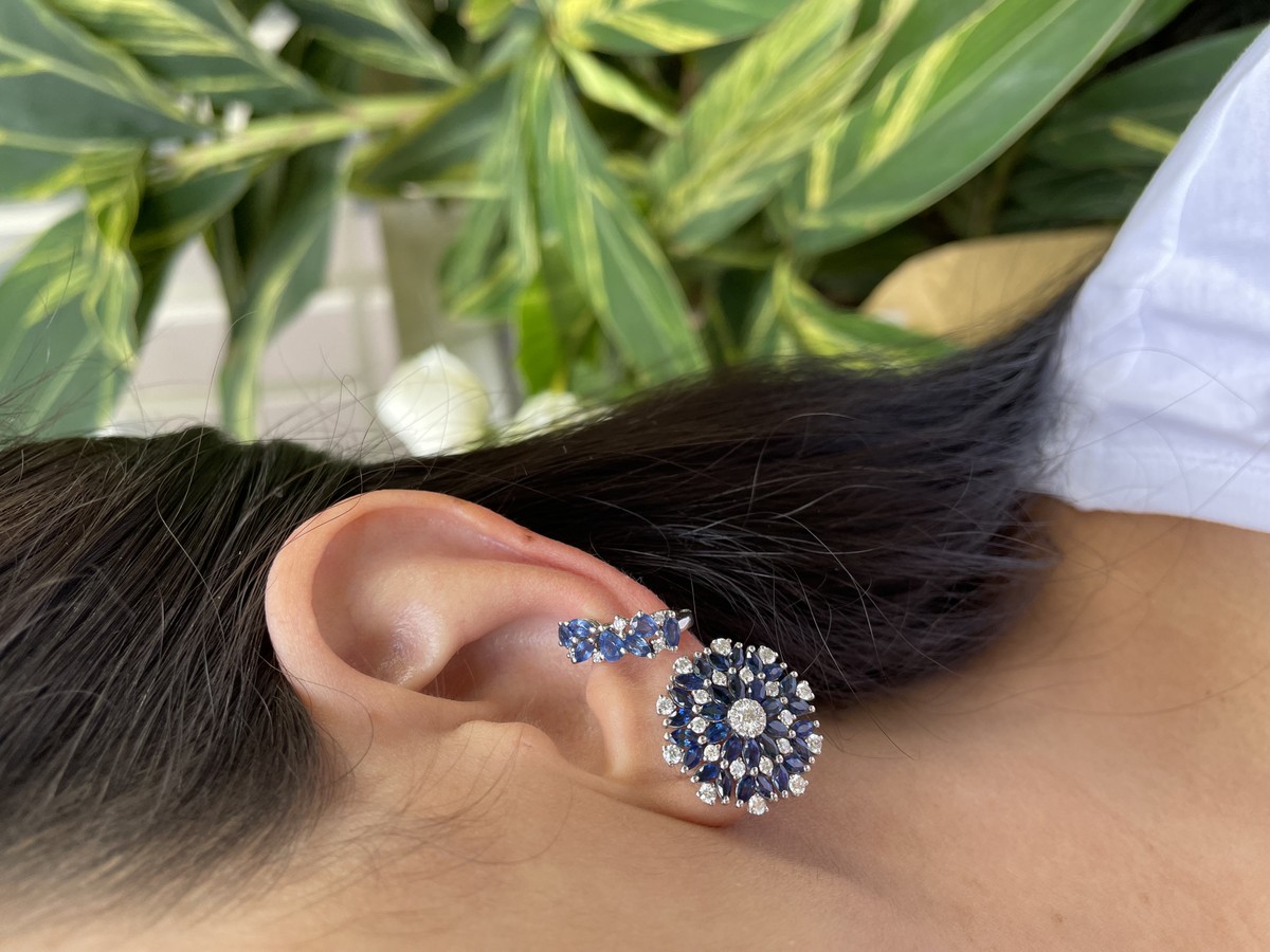 Piercing Flores Safiras e Diamantes