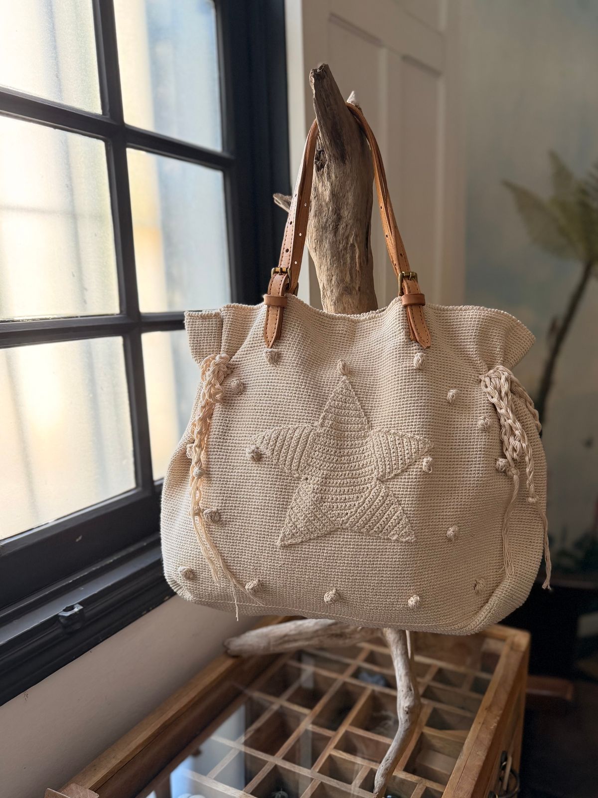 Bolsa ETOILE Crochê Creme